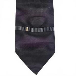 Facets Purple and Black Striped Men's Tie
